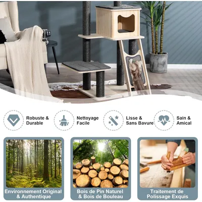 GIANTEX Arbre à Chat Moderne 175cm avec Perchoir Supérieur