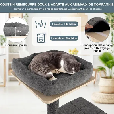 GIANTEX Arbre à Chat Moderne 175cm avec Perchoir Supérieur