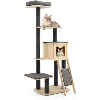 GIANTEX Arbre à Chat Moderne 175cm avec Perchoir Supérieur