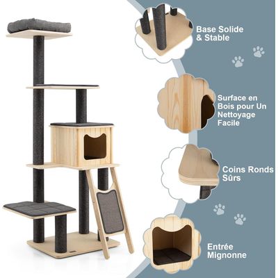 GIANTEX Arbre à Chat Moderne 175cm avec Perchoir Supérieur