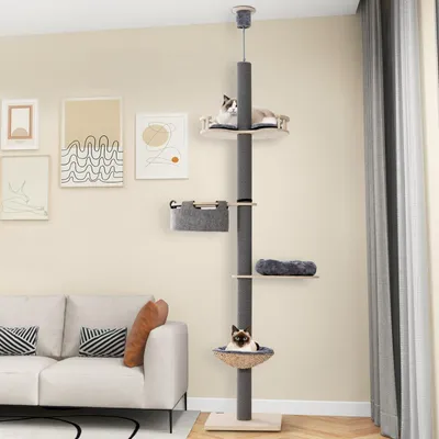 GIANTEX Kratzbaum vom Boden bis zur Decke, höhenverstellbar, 5 Ebenen GIANTEX Kratzbaum vom Boden bis zur Decke, höhenverstellbar, 5 Ebenen