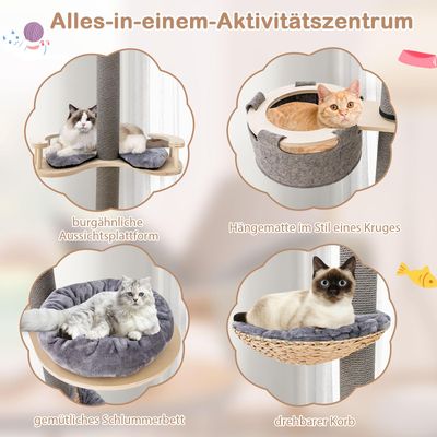 GIANTEX 2-stöckiger Kratzbaum mit hängendem Spielball