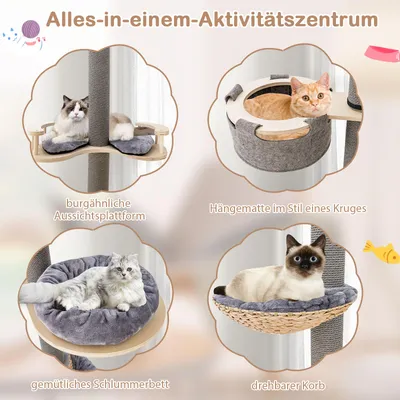 GIANTEX Kratzbaum vom Boden bis zur Decke, höhenverstellbar, 5 Ebenen GIANTEX Kratzbaum vom Boden bis zur Decke, höhenverstellbar, 5 Ebenen