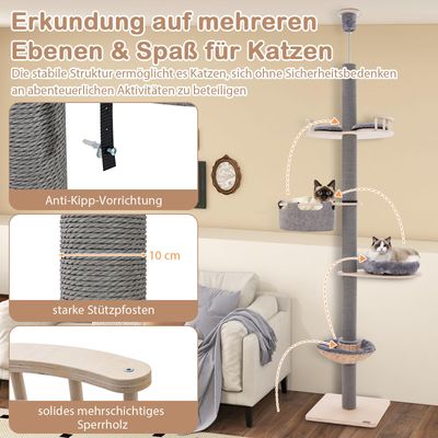 GIANTEX 2-stöckiger Kratzbaum mit hängendem Spielball