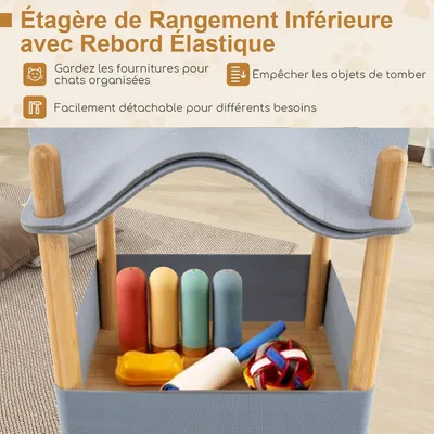 GIANTEX Maison pour Chats à 2 Niveaux en Tissu de Feutre, Condo, Hamac