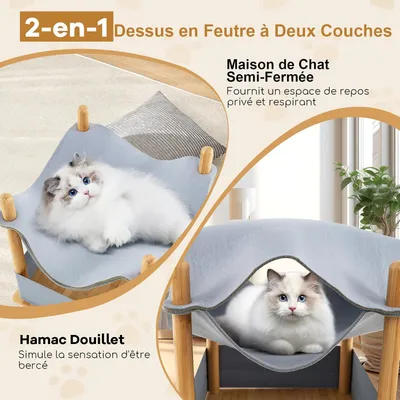 GIANTEX Maison pour Chats à 2 Niveaux en Tissu de Feutre, Condo, Hamac