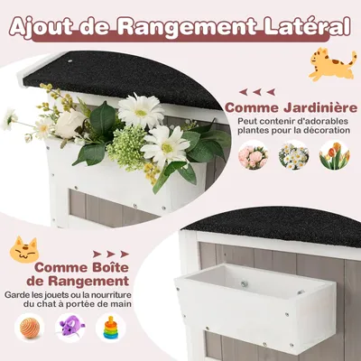 GIANTEX Maison pour Chats à 2 Étages avec Toit, Plateforme à 2 Niveaux