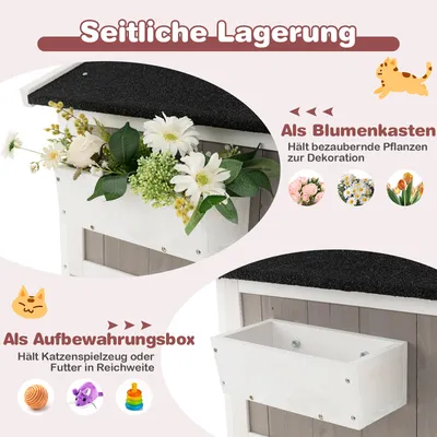 GIANTEX 2-stöckiges Katzenhaus mit Dach und 2-stufiger Plattform GIANTEX 2-stöckiges Katzenhaus mit Dach und 2-stufiger Plattform