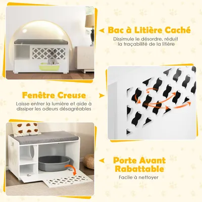GIANTEX Maison de Toilette pour Chat avec Ouverture Rabattable