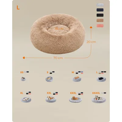 Feandrea Lit pour Chien, Panier en Forme de Beignet pour Chien