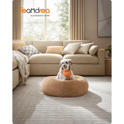 Feandrea Lit pour Chien, Panier en Forme de Beignet pour Chien