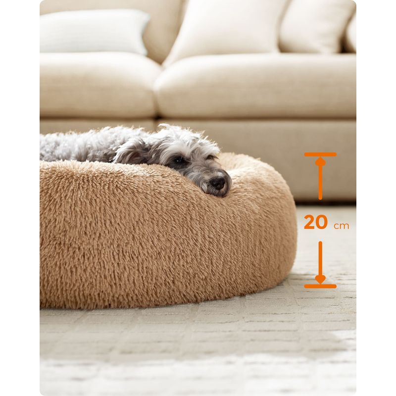 Feandrea Lit pour Chien, Panier en Forme de Beignet pour Chien