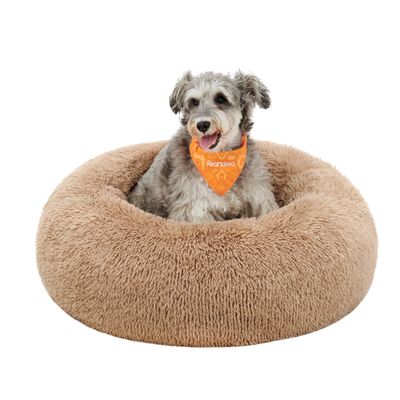 Feandrea Lit pour Chien, Panier en Forme de Beignet pour Chien