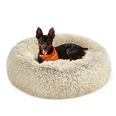 Feandrea Lit pour Chien, Panier en Forme de Beignet pour Chien