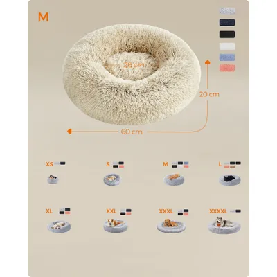 Feandrea Lit pour Chien, Panier en Forme de Beignet pour Chien