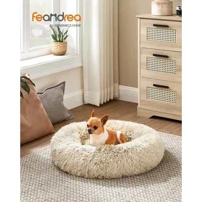 Feandrea Lit pour Chien, Panier en Forme de Beignet pour Chien