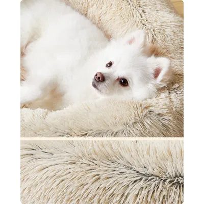 Feandrea Lit pour Chien, Panier en Forme de Beignet pour Chien