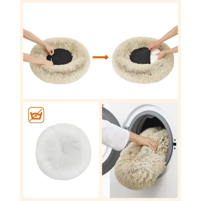 Feandrea Lit pour Chien, Panier en Forme de Beignet pour Chien