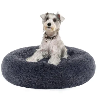 Feandrea Lit pour Chien, Panier en Forme de Beignet pour Chien