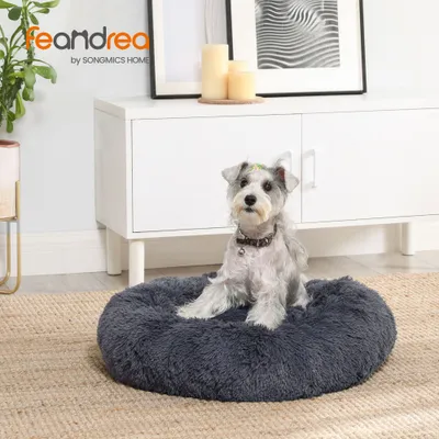 Feandrea Lit pour Chien, Panier en Forme de Beignet pour Chien