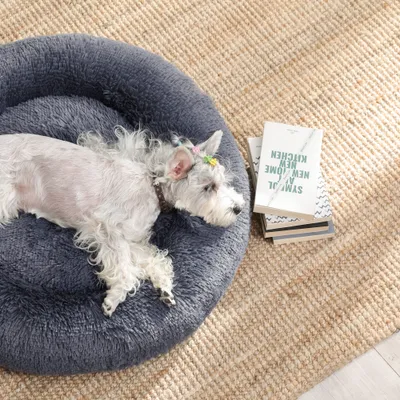 Feandrea Lit pour Chien, Panier en Forme de Beignet pour Chien