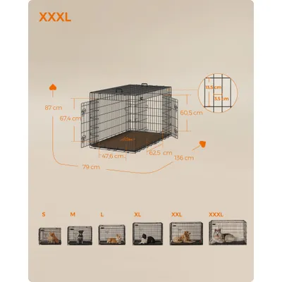 Feandrea Cage pour Chien Pliable avec 2 Portes, Plateau Amovible