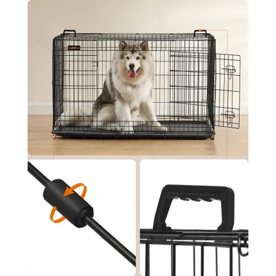 Feandrea Cage pour Chien Pliable avec 2 Portes, Plateau Amovible