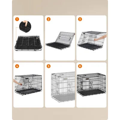 Feandrea Cage pour Chien Pliable avec 2 Portes, Plateau Amovible