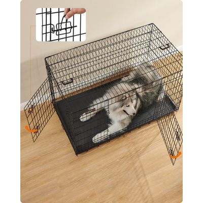 Feandrea Cage pour Chien Pliable avec 2 Portes, Plateau Amovible
