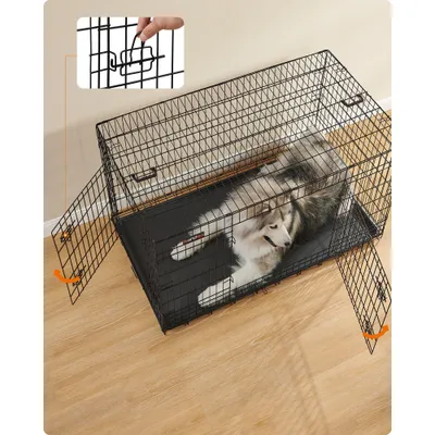 Feandrea Cage pour Chien Pliable avec 2 Portes, Plateau Amovible