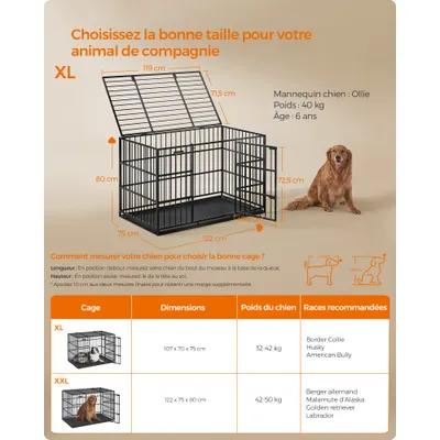 Feandrea Cage pour Chien Ultra-résistante, Caisse pour Animaux de Compagnie Feandrea Cage pour Chien Ultra-résistante, Caisse pour Animaux de Compagnie
