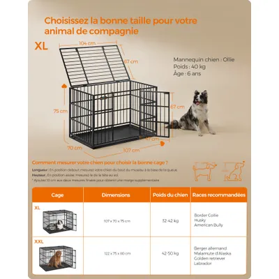Feandrea Cage pour Chien Ultra-résistante, Caisse pour Animaux de Compagnie