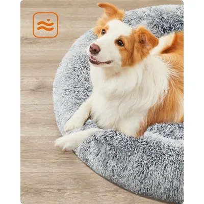 Feandrea Lit pour Chien, Panier en Forme de Beignet pour Chien