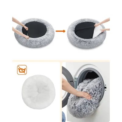 Feandrea Lit pour Chien, Panier en Forme de Beignet pour Chien