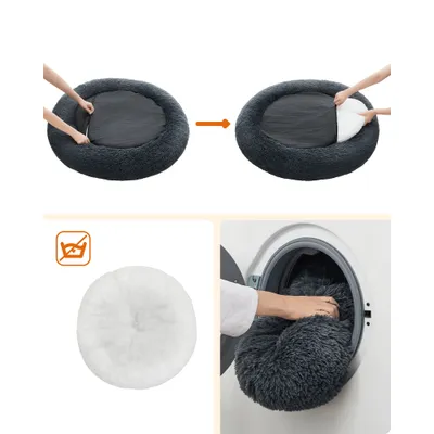 Feandrea Lit pour Chien, Panier en Forme de Beignet pour Chien