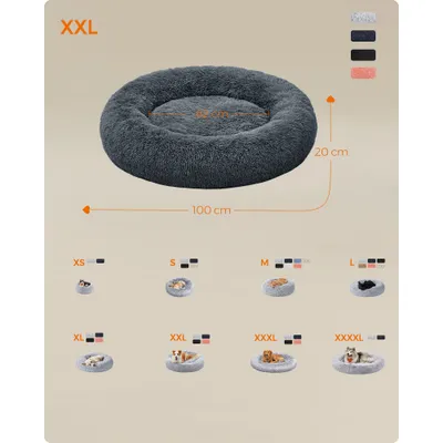 Feandrea Lit pour Chien, Panier en Forme de Beignet pour Chien