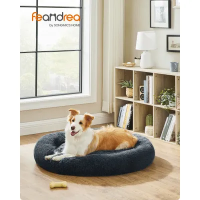 Feandrea Lit pour Chien, Panier en Forme de Beignet pour Chien