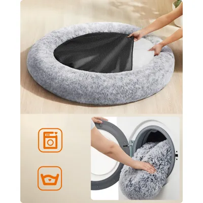 Feandrea Lit pour Chien, Panier en Forme de Beignet pour Chien