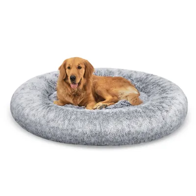 Feandrea Lit pour Chien, Panier en Forme de Beignet pour Chien