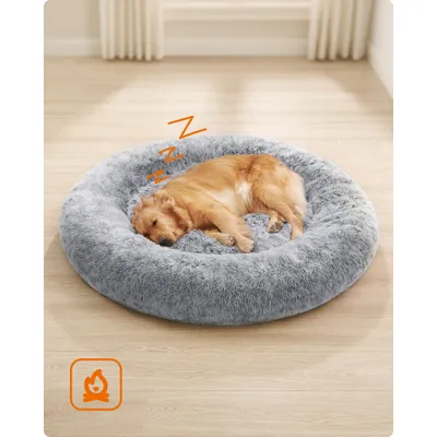 Feandrea Lit pour Chien, Panier en Forme de Beignet pour Chien