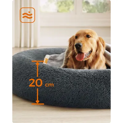 Feandrea Lit pour Chien, Panier en Forme de Beignet pour Chien