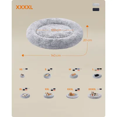 Feandrea Lit pour Chien, Panier en Forme de Beignet pour Chien