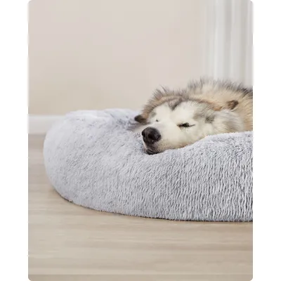 Feandrea Lit pour Chien, Panier en Forme de Beignet pour Chien