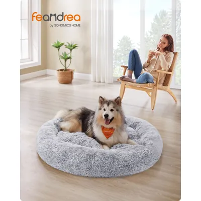 Feandrea Lit pour Chien, Panier en Forme de Beignet pour Chien