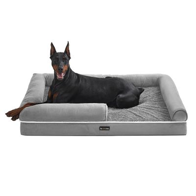 Feandrea Panier, Canapé, Lit pour Chiens jusqu'à 60 kg XXL : 122 x 85 x 20 cm (L x l x H), Gris Clair