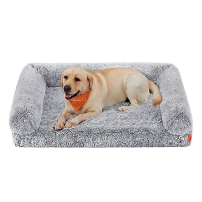 Feandrea FluffyHug Canapé pour Grands Chiens, Housse Amovible Lavable
