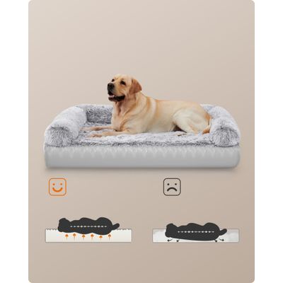 Feandrea FluffyHug Canapé pour Grands Chiens, Housse Amovible Lavable