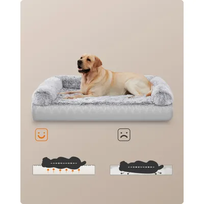 Feandrea FluffyHug Canapé pour Grands Chiens, Housse Amovible Lavable