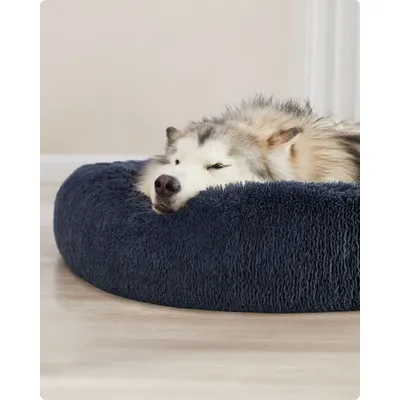 Feandrea Lit pour Chien, Panier en Forme de Beignet pour Chien