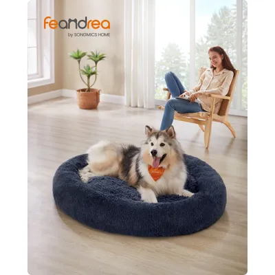 Feandrea Lit pour Chien, Panier en Forme de Beignet pour Chien